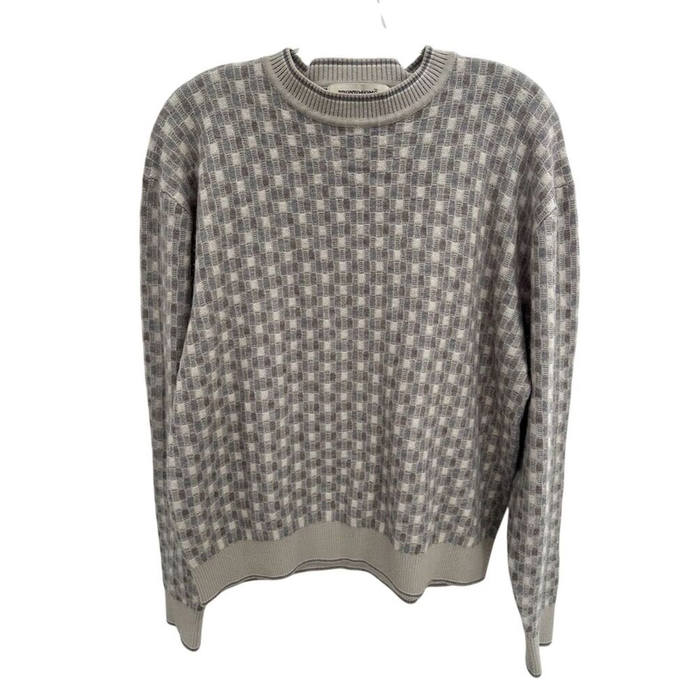 Pronto Uomo Men's XL‎ Beige Geometric Crew Neck Sweater Pullover Wool